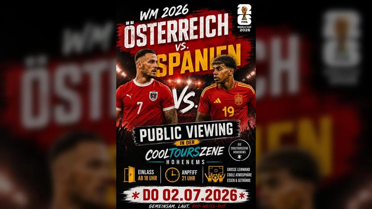 Public Viewing Event Österreich gegen Spanien in der COOLTOURSZENE Hohenems